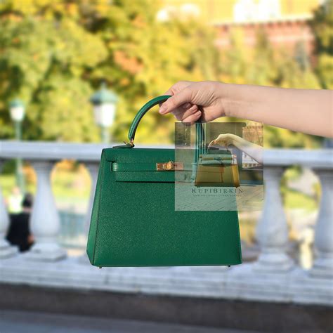 Hermes Kelly Sellier 25 Vert Vertigo Epsom Gold 